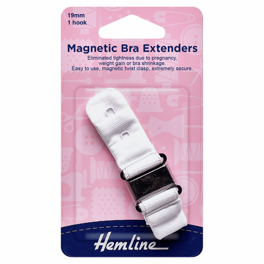 Hemline Magnetic Bra Back Extender - White 19mm