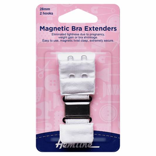 Hemline Magnetic Bra Back Extender - White 28mm