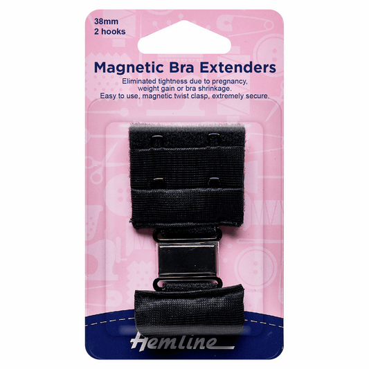 Hemline Magnetic Bra Back Extender - Black 38mm
