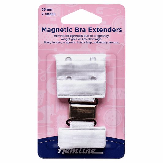Hemline Magnetic Bra Back Extender - White 38mm