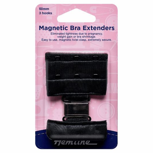 Hemline Magnetic Bra Back Extender - Black 50mm