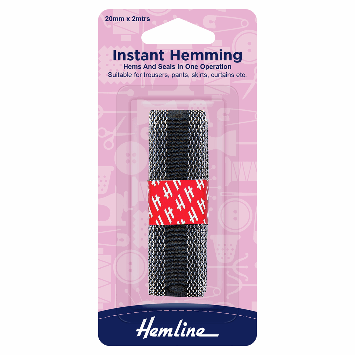 Hemline Instant Hemming Tape - Black 2m x 20mm