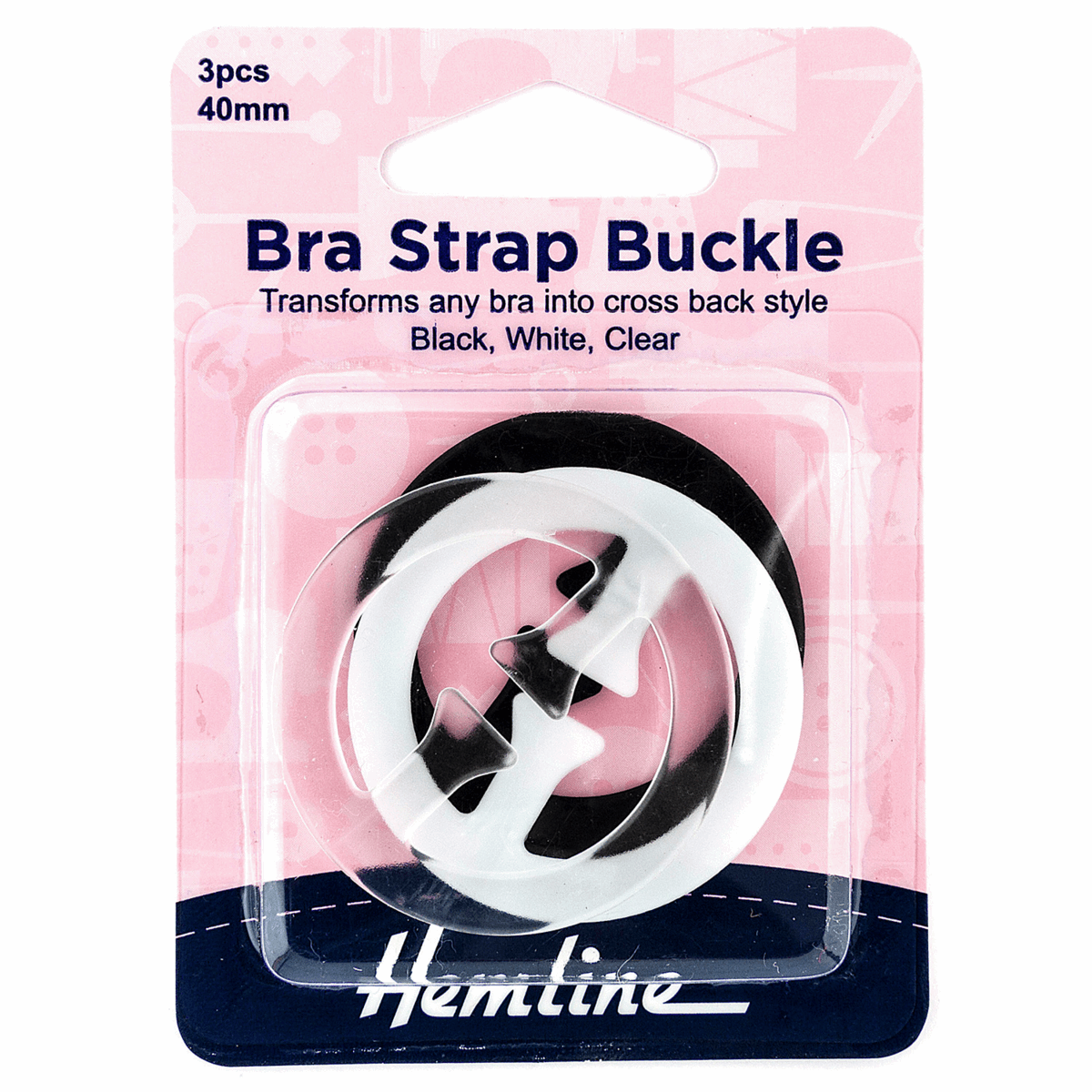 Hemline Bra Strap Buckle - 40mm (Pack of 3)