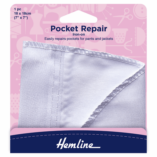 Hemline White Iron-On Pocket Repair - 18 x 18cm