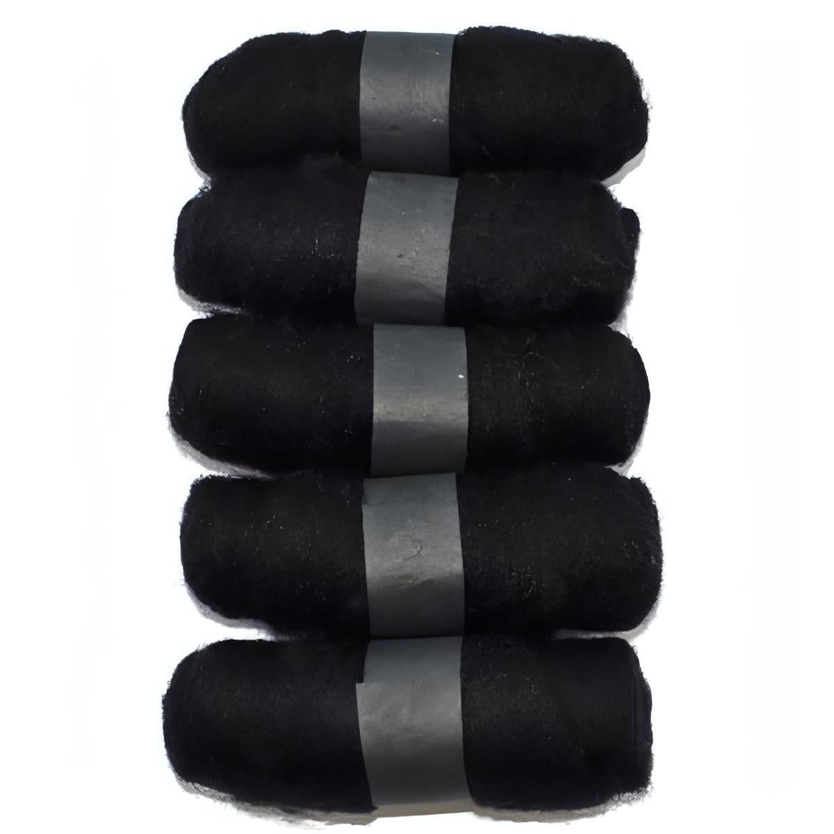Felting Fibre Wool 20g - Black (5 Pack)