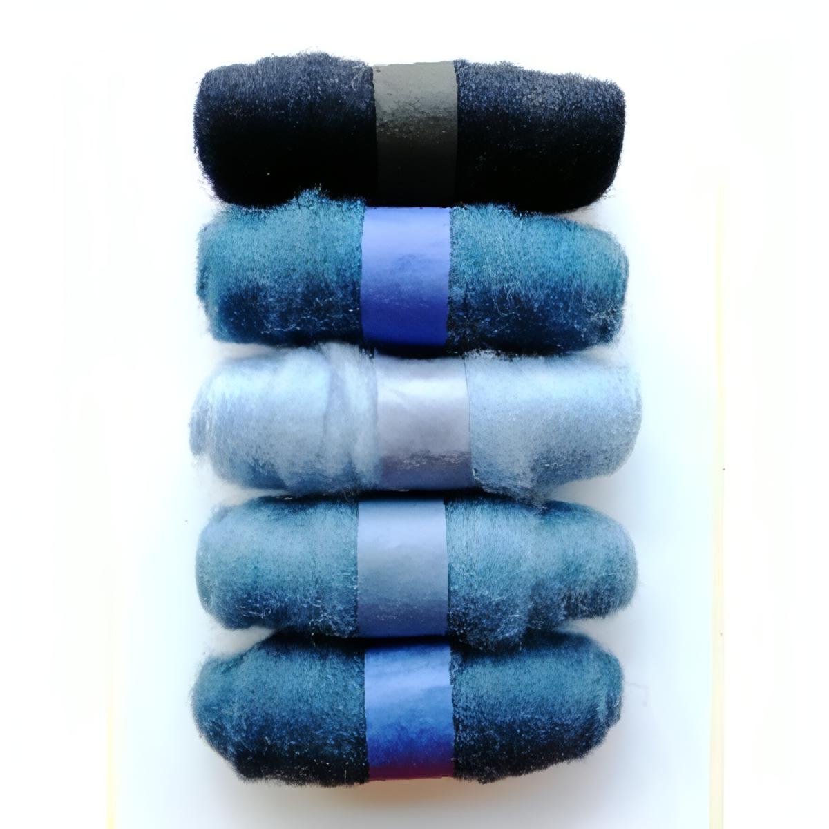 Felting Fibre Wool 20g - Assorted Blues (5 Pack)