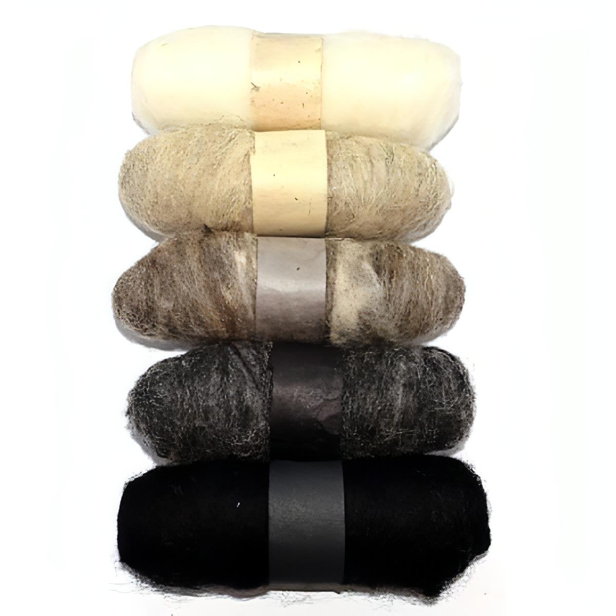 Felting Fibre Wool 20g - Assorted Natural (5 Pack)