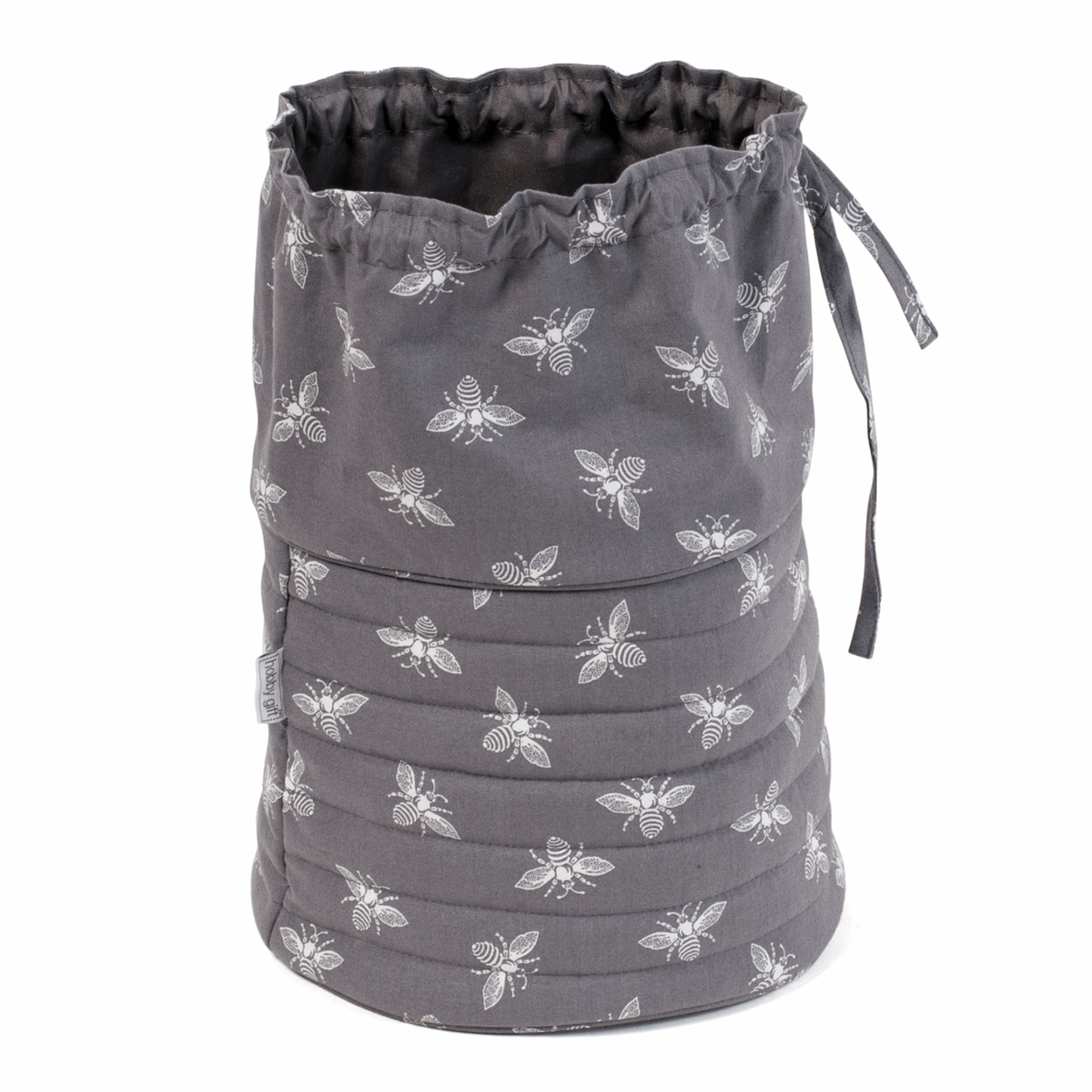 Drawstring Craft Bag - Grey Bees