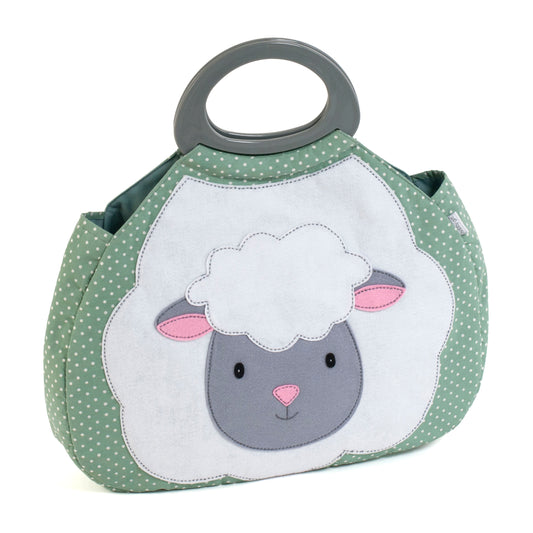 Knitting Bag, Gathered, Novelty Sheep Appliqué, Knit Happens