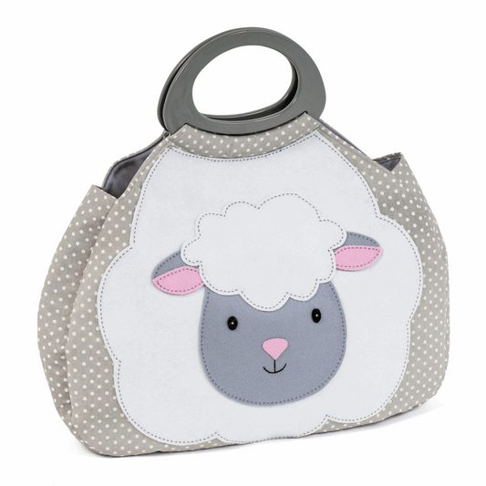 Gathered Knitting Bag - Novelty Sheep/Grey Spot