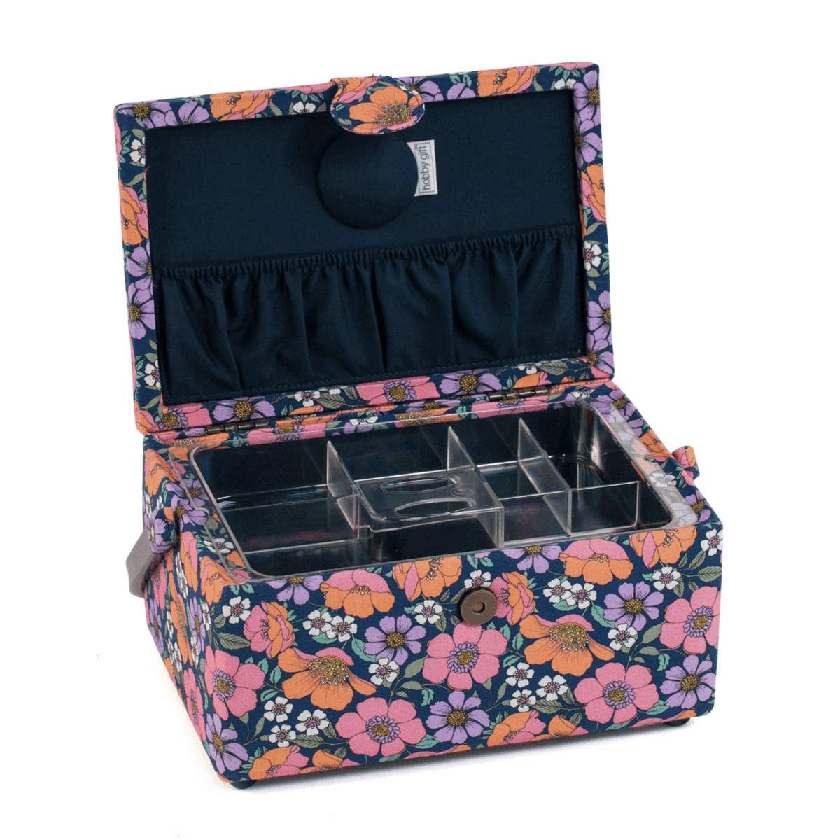 Garden Serenade Rectangle Embroidered Lid Sewing Box - Medium