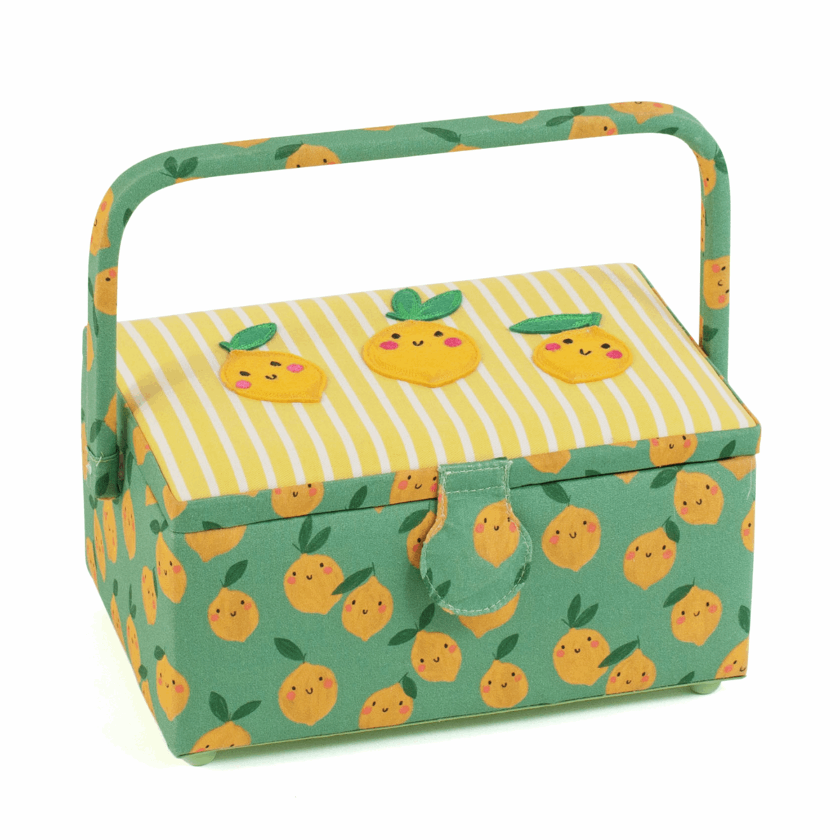 Lemons Rectangle Embroidered Lid Sewing Box - Medium