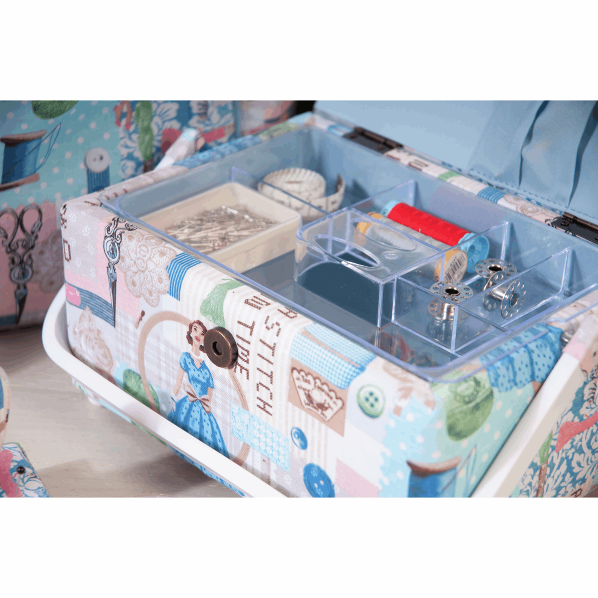 Make Do and Mend Sewing Box with Handle - Medium