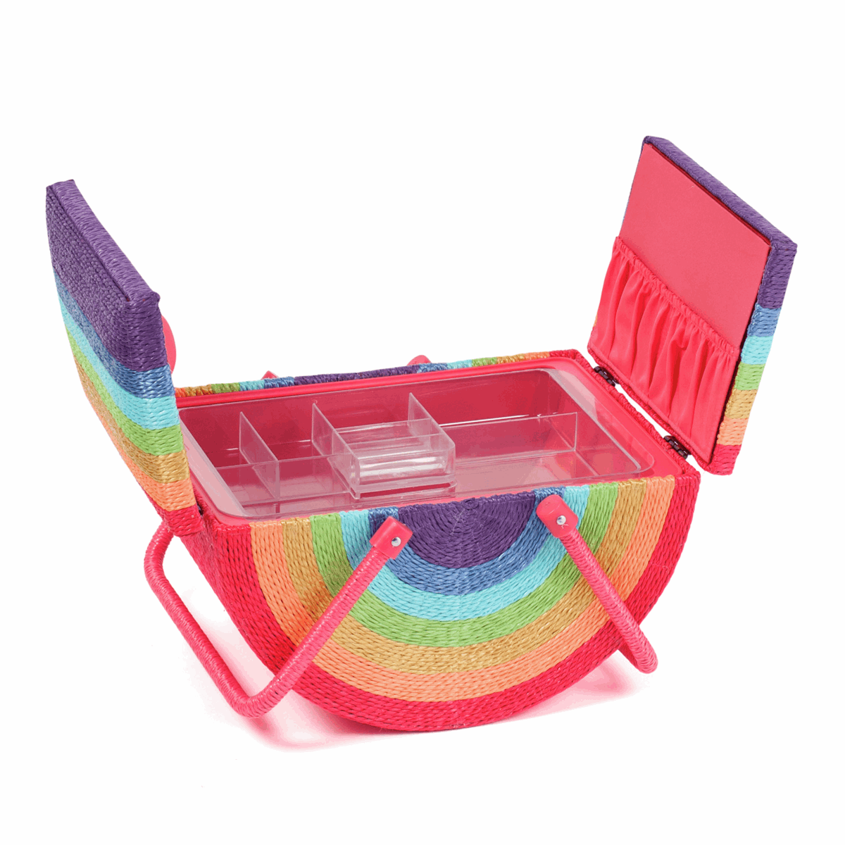 Wicker Rainbow Sewing Box with Twin Lid