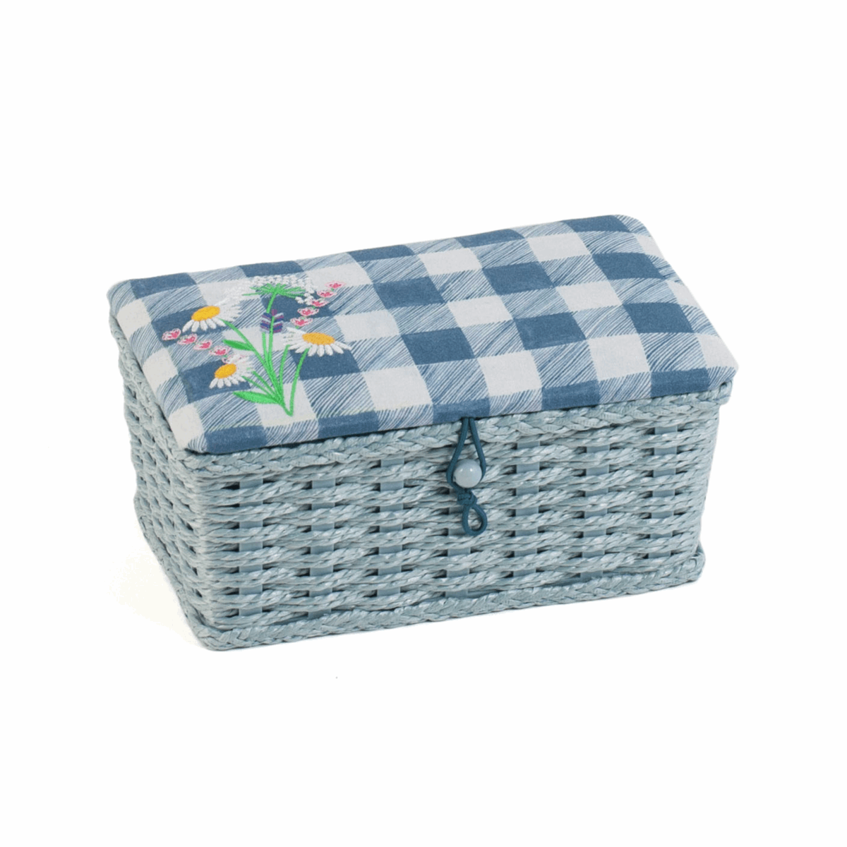 Wild Floral Plaid Rectangle Woven Basket Sewing Box - Small