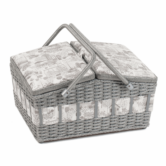 In The Garden Wicker Sewing Box with Twin Lid - Large