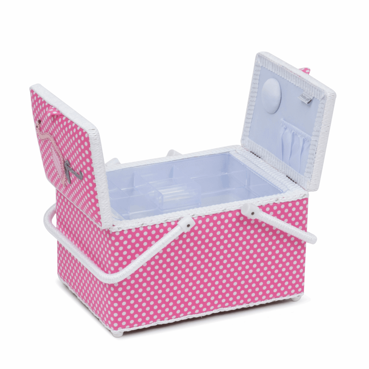 Applique Flamingo Twin Lid Sewing Box - Large
