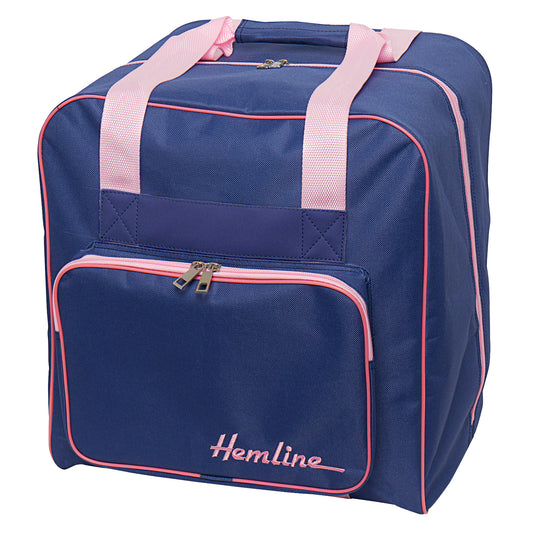 Luxury Overlocker Bag - Navy with pink piping
