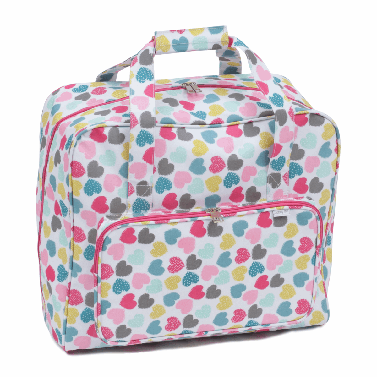 Love Sewing (Hearts) - Luxury Sewing Machine Bag with front pocket accessory storage
