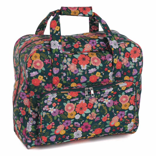 Floral Garden Sewing Machine Bag Teal (Matt PVC)