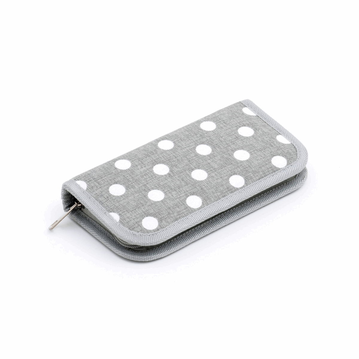 Filled Crochet Hook Case - Grey Polka Dot