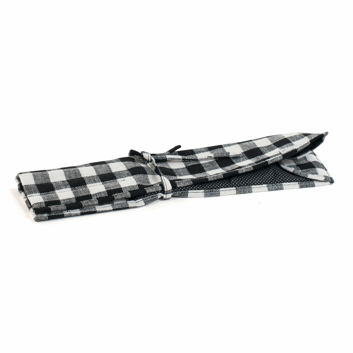 Monochrome Gingham Empty Knitting Pin Wrap (Matt PVC)