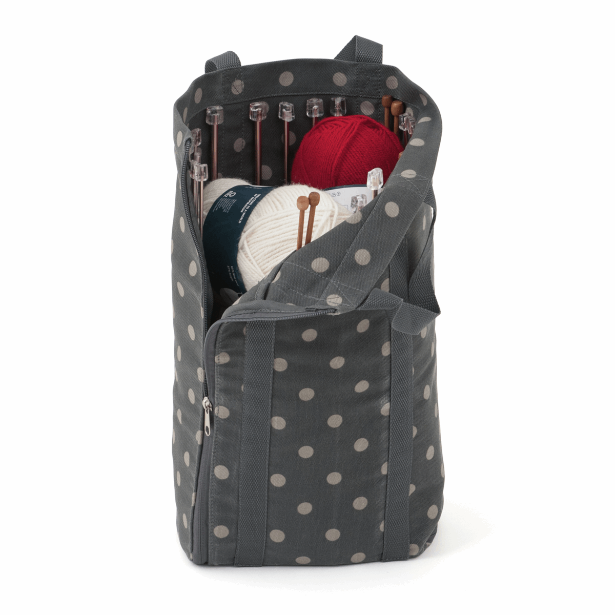 Deluxe Knitting Bag with Pin Storage (Reversible) - Charcoal Spot