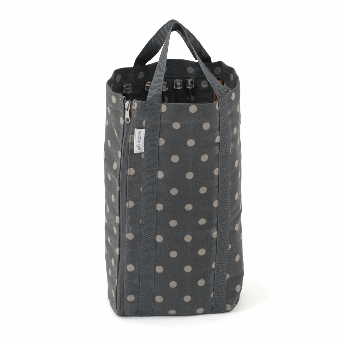Deluxe Knitting Bag with Pin Storage (Reversible) - Charcoal Spot