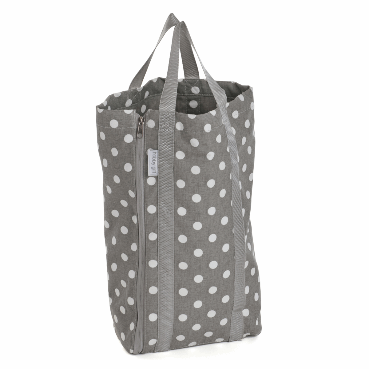 Deluxe Knitting Bag with Pin Storage (Reversible) - Grey Polka Dot