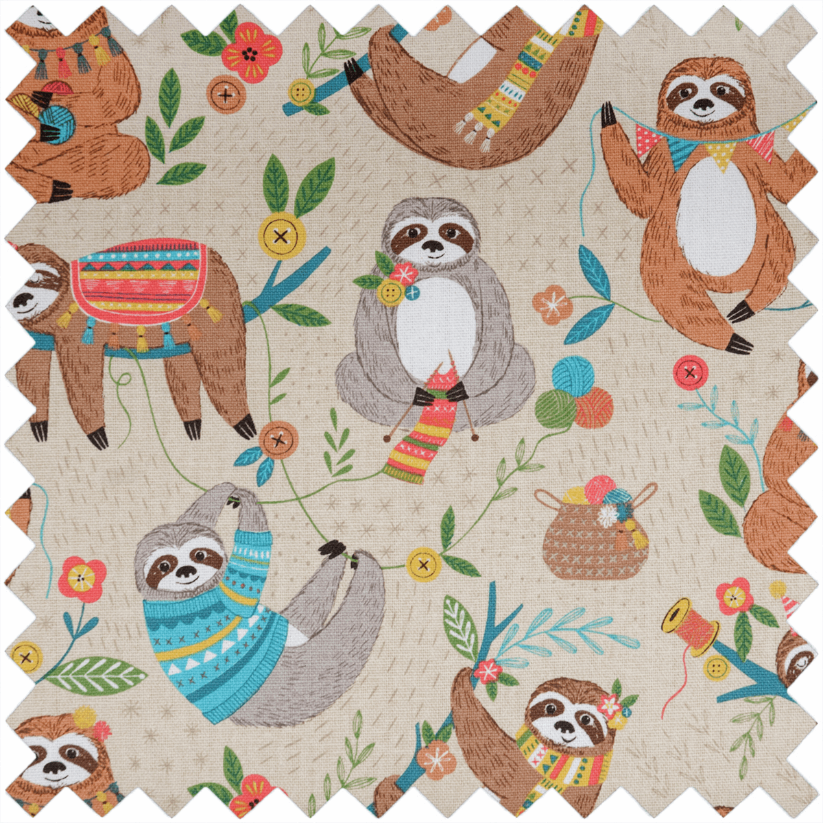 Drawstring Craft Bag - Sloth