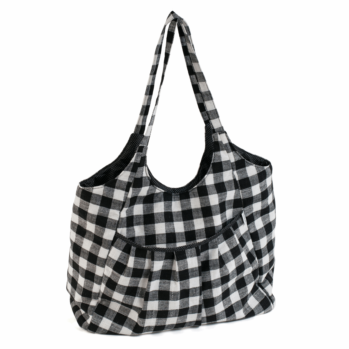 Monochrome Gingham Shoulder Tote Craft Bag