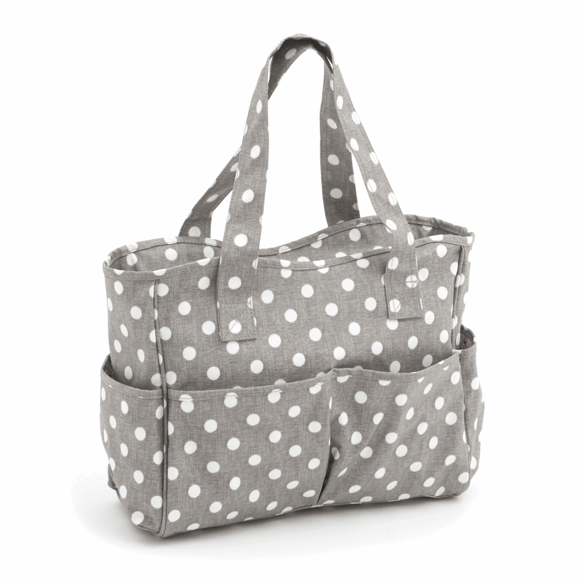 Deluxe Craft Bag - Grey Linen Polka Dot