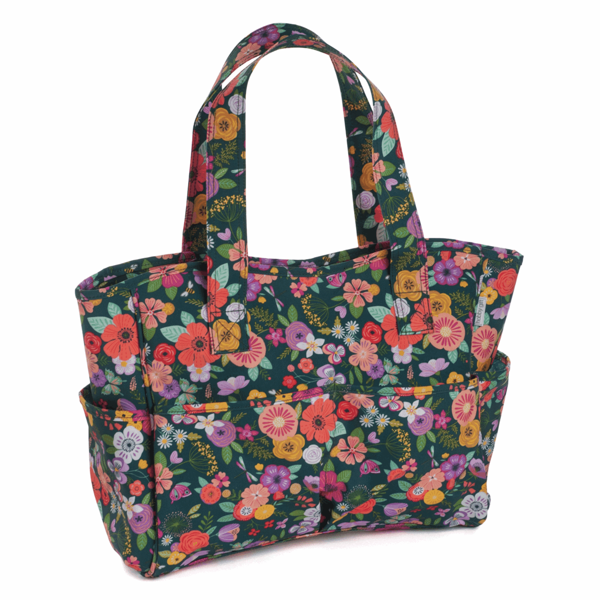 Deluxe Craft Bag - Teal Floral Garden