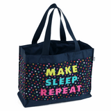 Navy Stars Embroidered Slogan Shoulder Tote Craft Bag