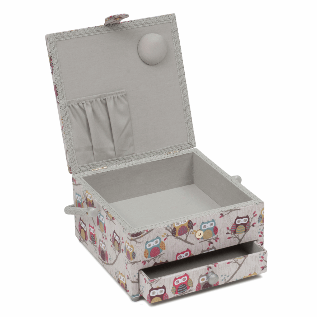 Hoot Sewing Box with Drawer - Large Square