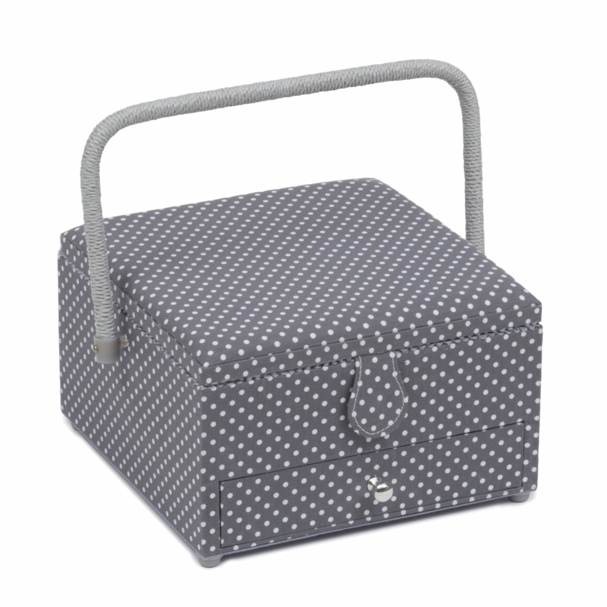 Mini Grey Spot Sewing Box with Drawer - Large