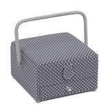 Mini Grey Spot Sewing Box with Drawer - Large