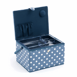 Denim Polka Dot Sewing Box - Large