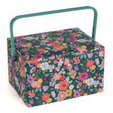 Teal Garden Floral Sewing Box - Large