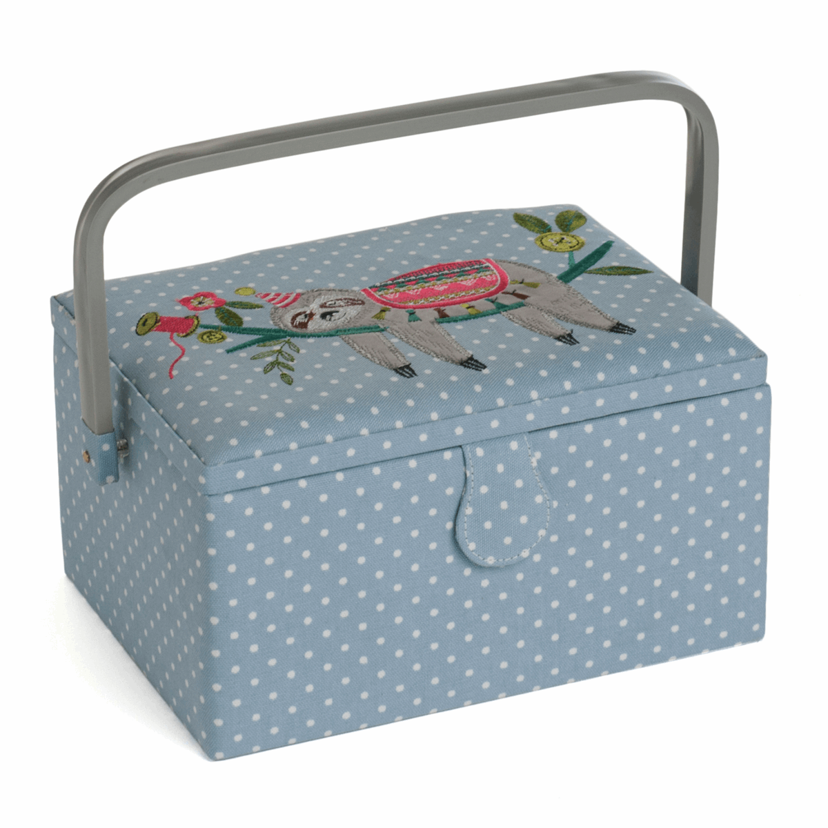 Embroidered Sloth Sewing Box - Medium