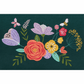 Embroidered Teal Floral Garden Sewing Box - Medium