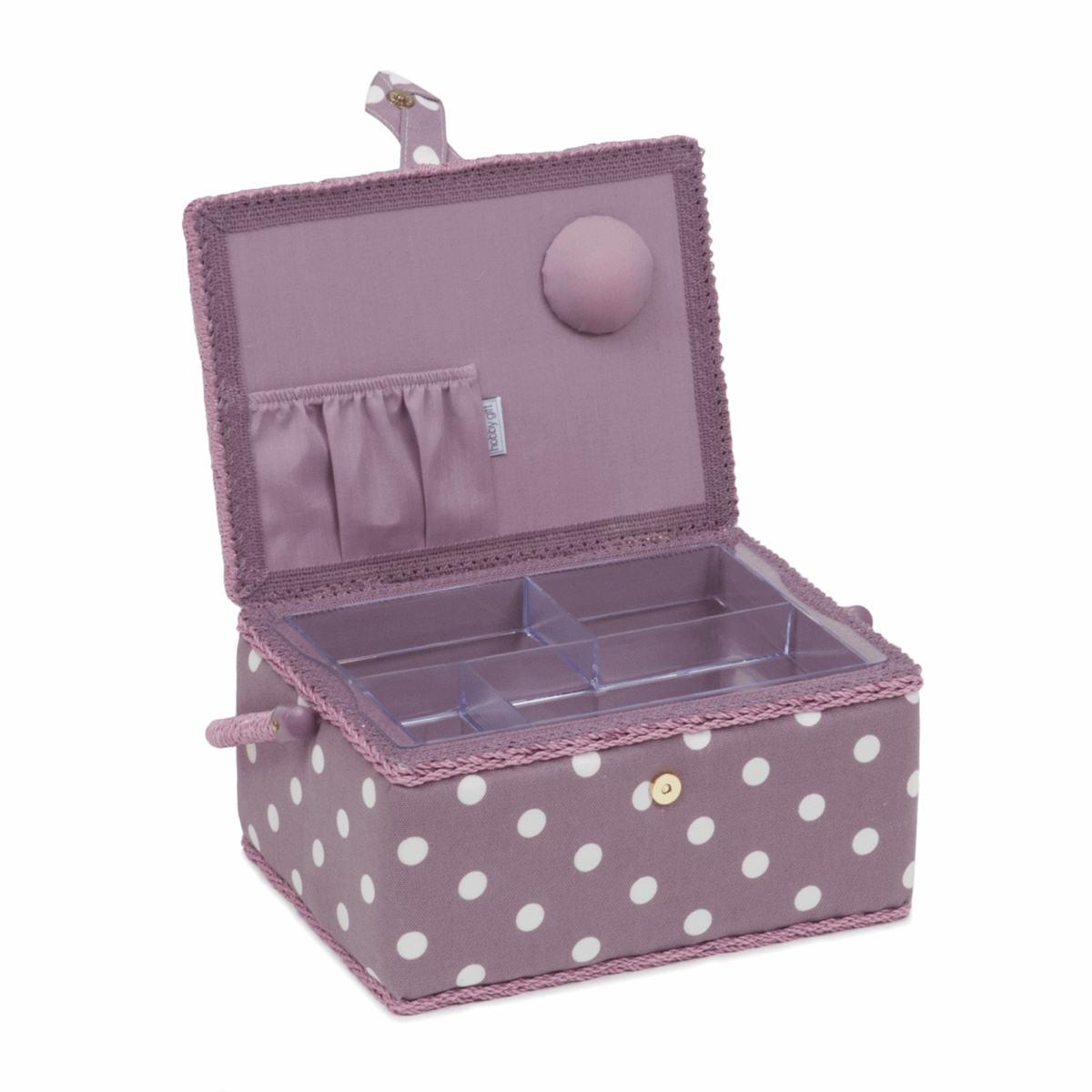 Mauve Spot Sewing Box - Medium