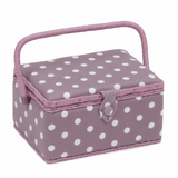 Mauve Spot Sewing Box - Medium