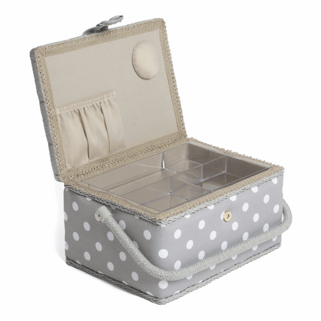 Grey Spot Sewing Box - Medium