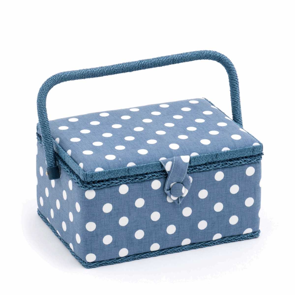 Denim Polka Dot Sewing Box - Medium