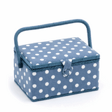 Denim Polka Dot Sewing Box - Medium