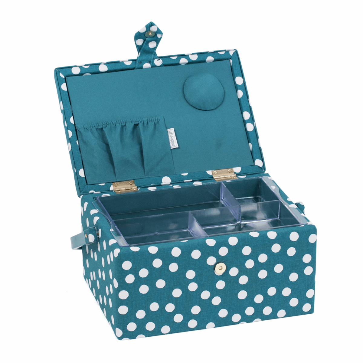 Teal Spot Sewing Box - Medium