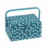 Teal Spot Sewing Box - Medium