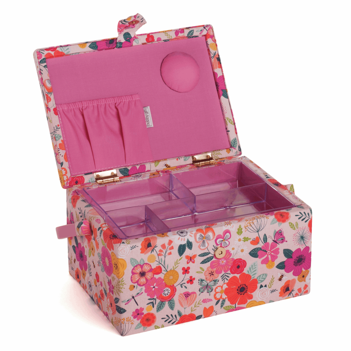 Pink Floral Garden Sewing Box - Medium