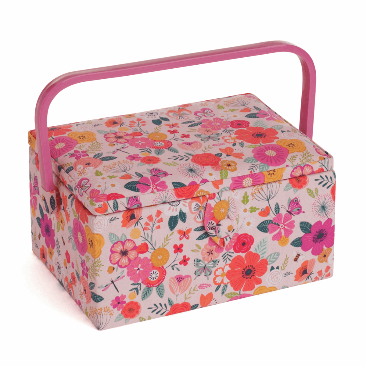 Pink Floral Garden Sewing Box - Medium